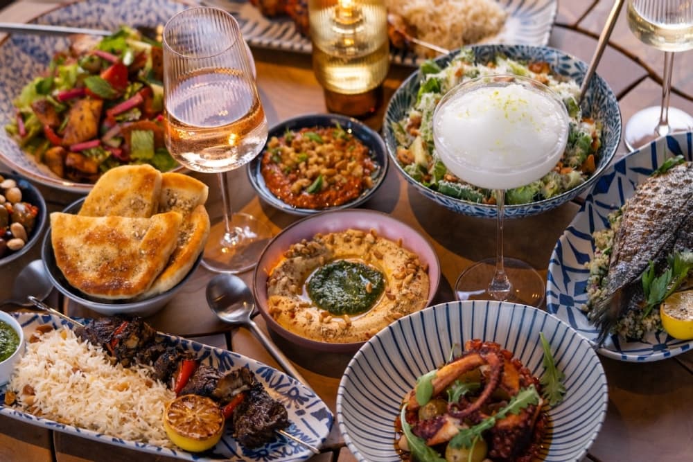 array of Mediterranean food