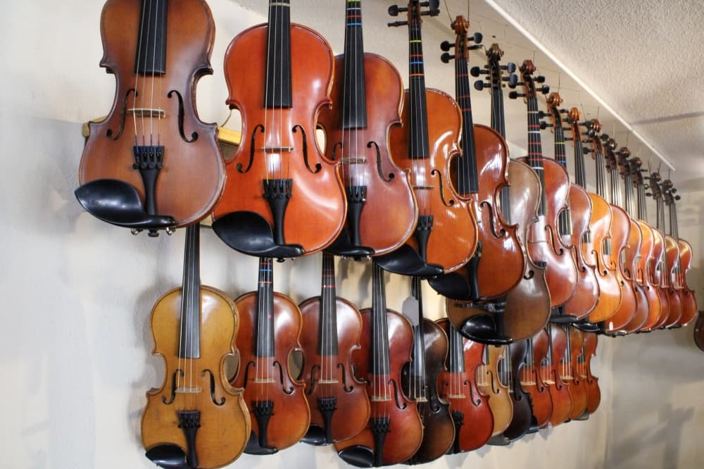 An image of some of the violins.