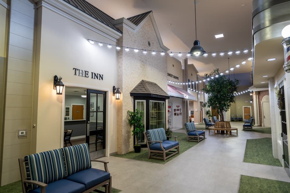 Ellery Arbor Memory Care showcases renovated main street with shops