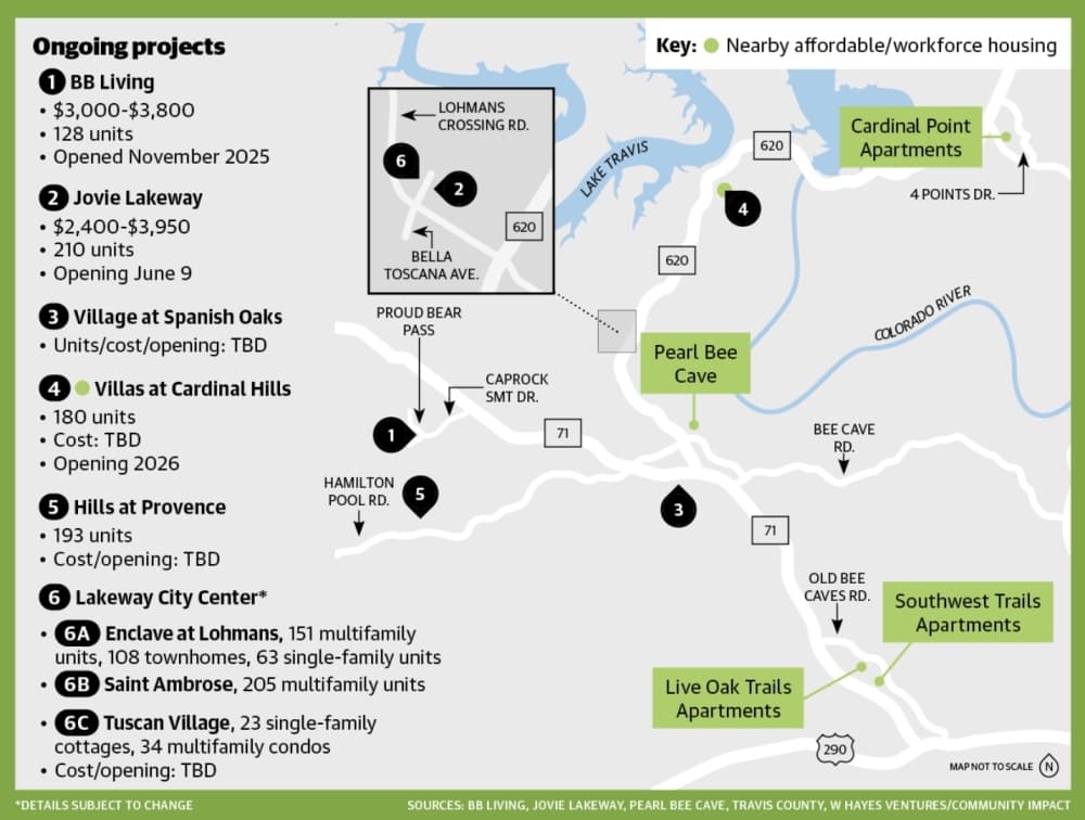 map of area housing developments