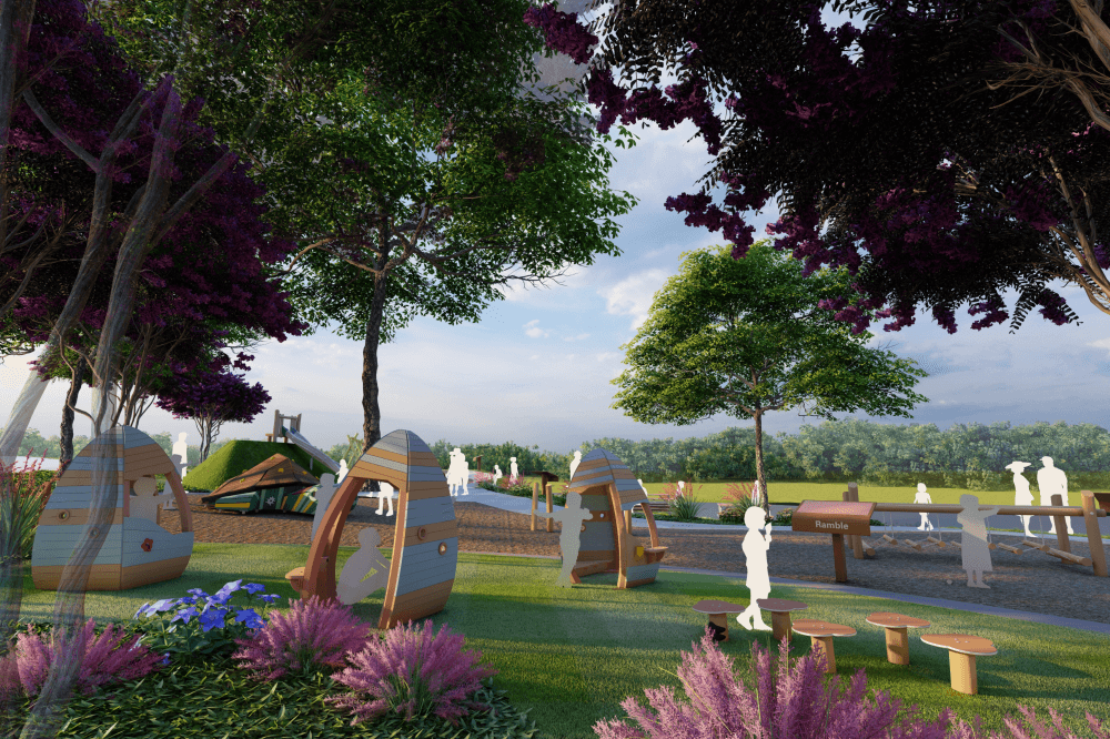 Is Ramble a master-planned community? Walking trail through preserved open space at Ramble in Celina, connecting neighborhoods, parks, lakes and future community amenities.