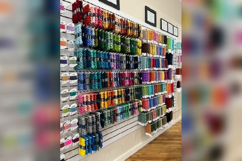 Stitch on the square sells needlepoint supplies in downtown McKinney