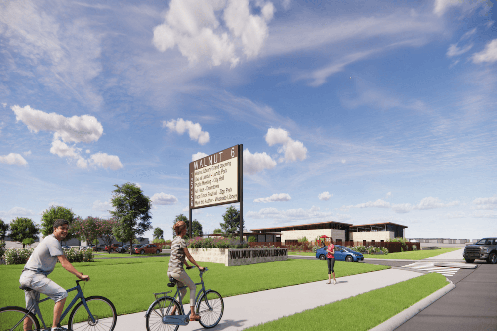 Walnut 6 sign being relocated for New Braunfels library project