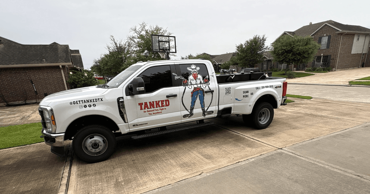 Get fuel delivered to your driveway with Tanked Houston—no more gas stations, no delivery fees
