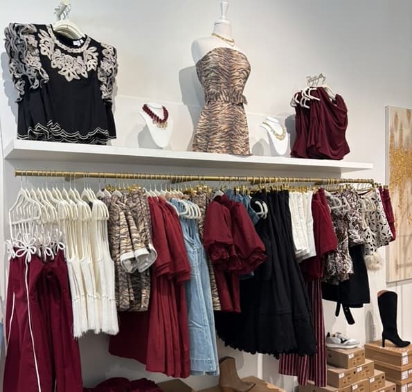 clothing on a rack in a store