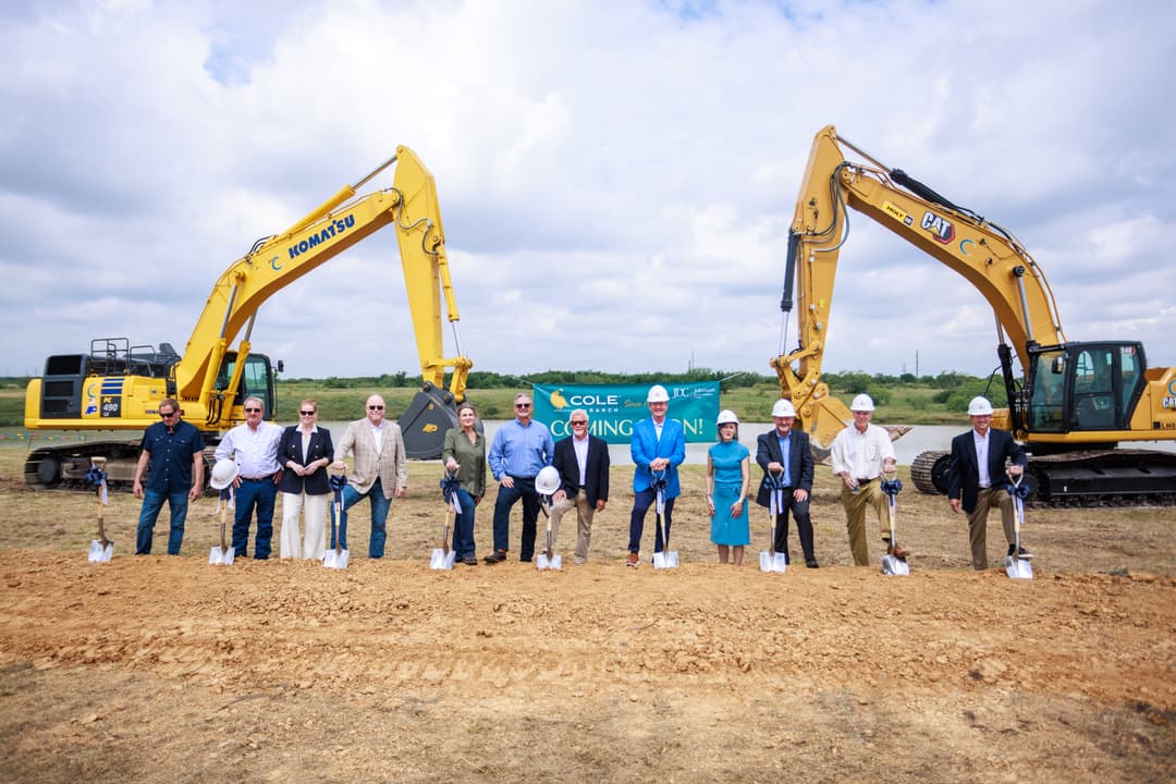 The JDC team and Cole family gather with ceremonial shovels at the Cole Ranch groundbreaking