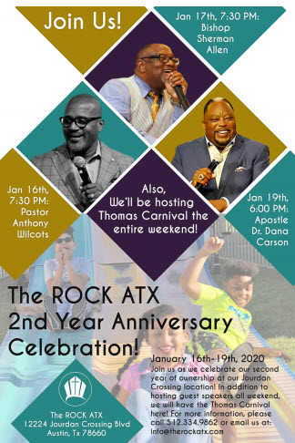 Pastor Anthony Wilcots at our Worship Celebration! - The ROCK ATX 2nd CHURCH ANNIVERSARY (Anniversary also features the Nationally Renowned Mighty Thomas Carnival!)
