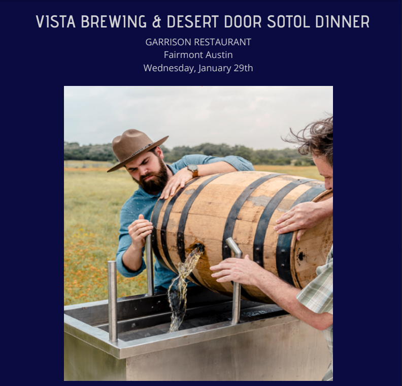 Vista Brewing & Desert Door Sotol Dinner at Garrison