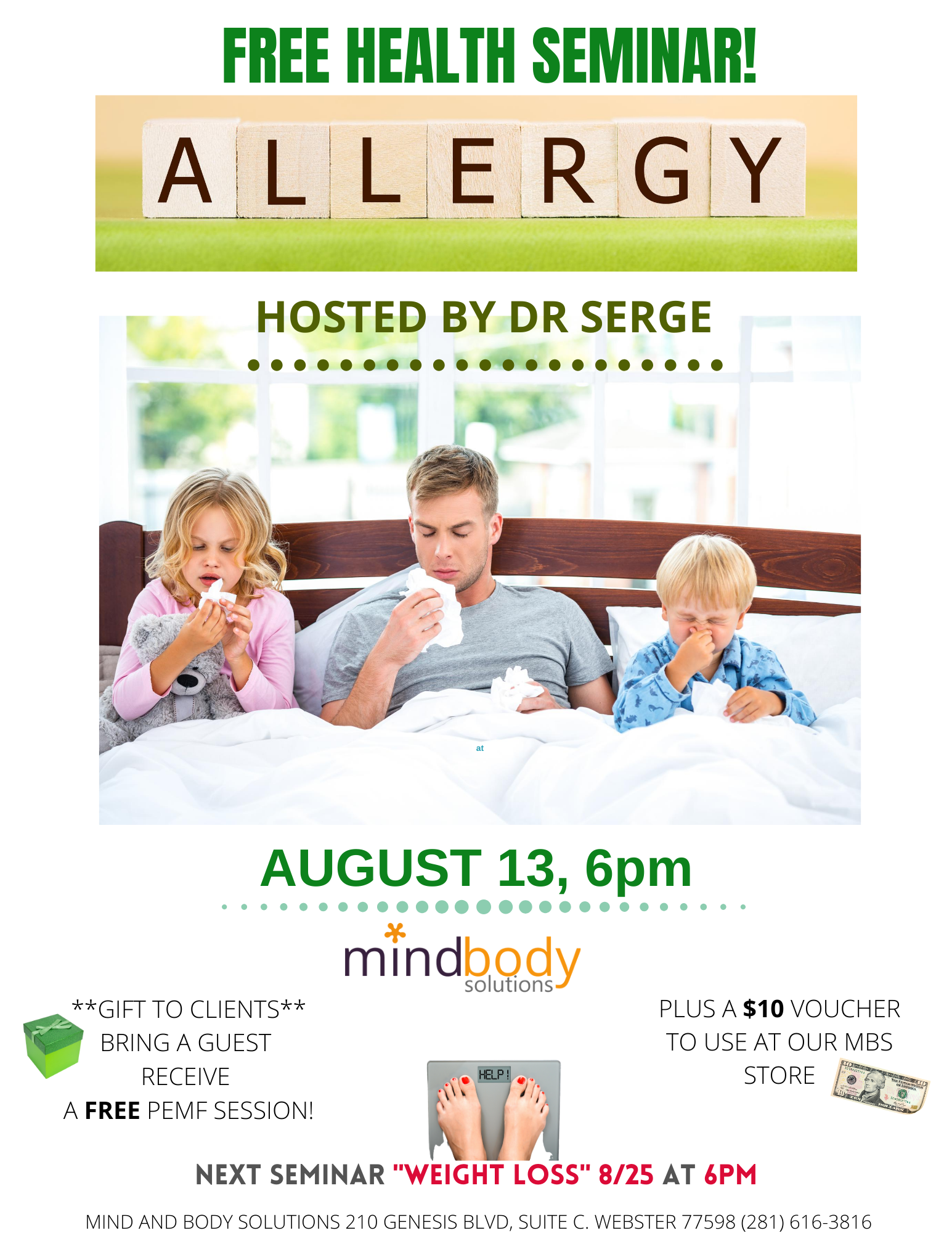 Allergy! FREE Health Seminar Hosted By Dr Serge