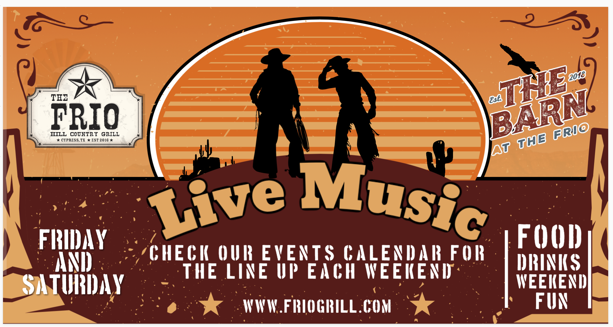 January Music Calendar at Frio Grill and The Barn!