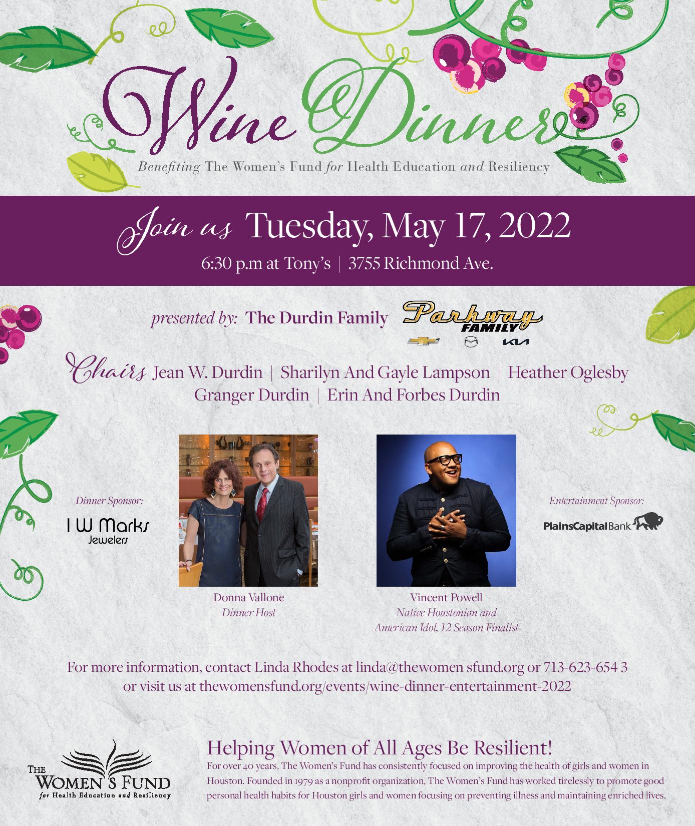 7th Annual Wine Dinner Presented by The Durdin Family