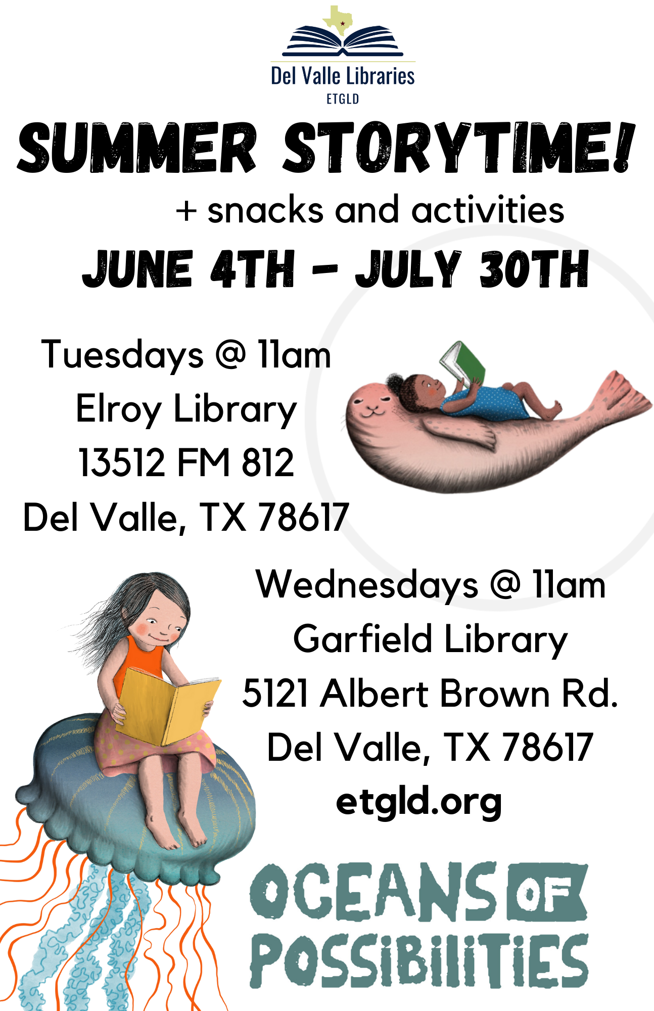 Summer storytime at Del Valle Libraries