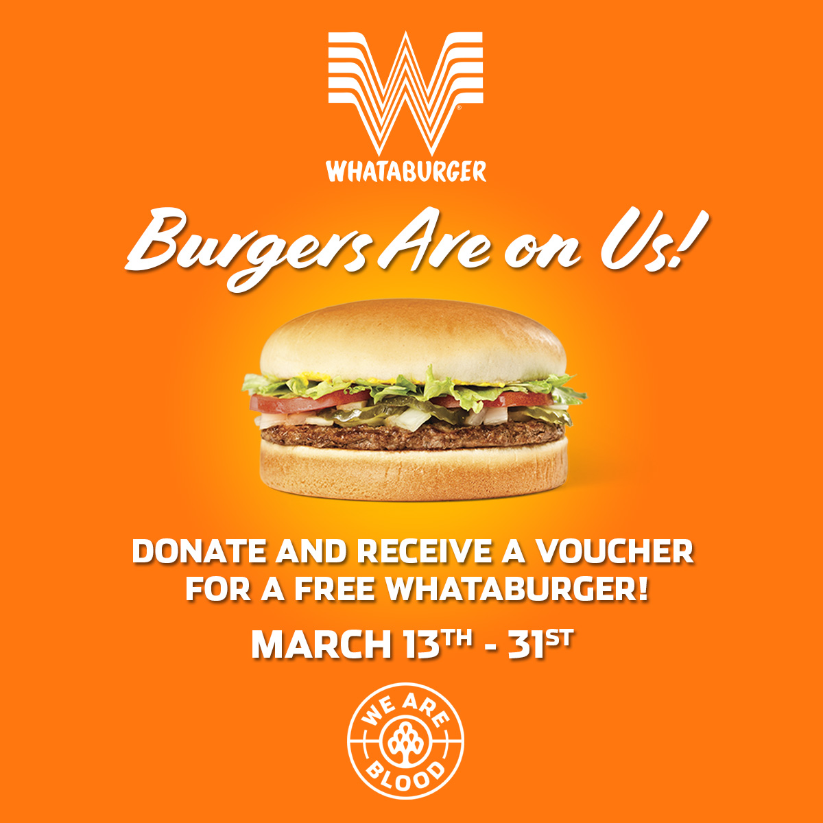 Donate Blood or Platelets at We Are Blood, Get a Free Whataburger