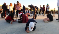 Carroll ISD hosted a reception for the community to sign the slab of the new Fine Arts Complex in December. (Miranda Jaimes/Community Impact Newspaper)
