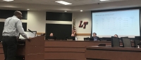 Gordon Butler, Lake Travis High School principal, spoke on the district's drug testing program during a Jan. 15 meeting (Amy Rae Dadamo/Community Impact)