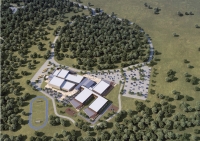 An aerial rendering of the schematic design for Dripping Springs ISD's fifth elementary school.