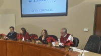 The election centers on council members Louis Mastrangelo (left), Laurie Higginbotham (second from right) and Steve Smith. (Brian Rash/Community Impact Newspaper)