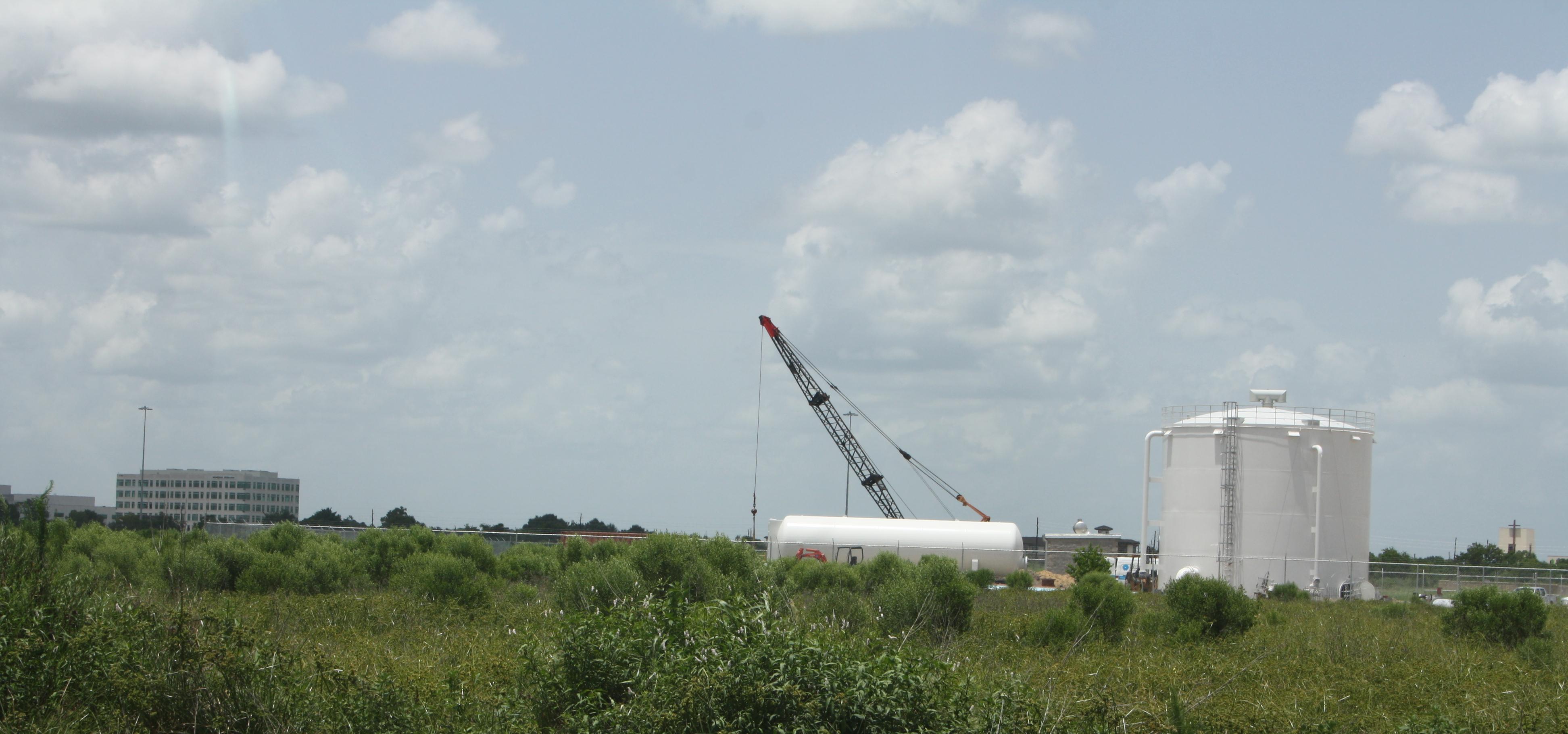 Construction took place on water and wastewater treatment plants in 2019 at the site of the future Dunham Pointe community in Cypress. (Danica Smithwick/Community Impact Newspaper)