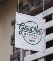A photo of a sign reading "Ghost Note Brewing."