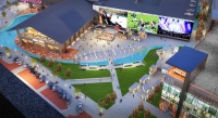 The Avenue will include an outdoor plaza that will serve as a central gathering space with a food hall, water features and a container park. (Courtesy Thakkar Developers)
