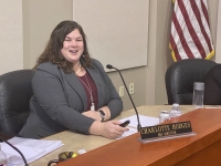 Building and Development Services Director Charlotte Hodges addresses City Council during the Feb. 18 meeting. (Brian Rash/Community Impact Newspaper)
