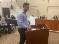 Lakeway Communications Director Jarrod Wise addressed City Council during the Feb. 18 meeting. (Brian Rash/Community Impact Newspaper)