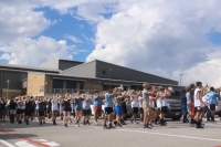The Lake Travis High School Cavalier Band performed at the district's homecoming parade Sept. 11. (Amy Rae Dadamo/Community Impact Newspaper)