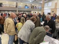 Attendees ask questions at the Feb. 20 TxDOT open house on the RM 620 widening project. (Photos by Brian Rash/Community Impact Newspaper)