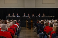 The special meeting Feb. 20 lasted nearly five hours. (Trevor Nolley/Community Impact Newspaper)