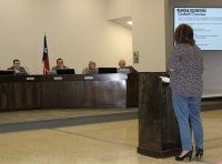 Wendy Graves, assistant superintendent of elementary education, addresses the Montgomery ISD board of trustees Feb. 18. (Eva Vigh/Community Impact Newspaper)