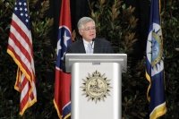 Mayor John Cooper speaks at his inauguration event Sept. 28 at Stratford STEM Magnet High School. (Dylan Skye Aycock/Community Impact Newspaper)