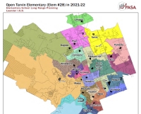 This map from the Leander ISD demographer's report shows a rough outline of elementary school boundaries in the northern half of the district for the 2021-22 school year. (Courtesy Leander ISD)