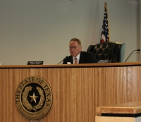 Montgomery County Judge Mark Keough, along with the rest of the Commissioners Court, accepted the 2019 racial profiling report Feb. 25. (Eva Vigh/Community Impact Newspaper)