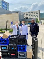 The district delivered iPads to Dell Seton Medical Center March 27. (Courtesy Eanes ISD)