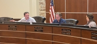 Mayor Pro Tem Bill Goodwin, center, and Council Member Jon Cobb, left, resigned their posts during a March 28 City Council meeting. Council Member Kara King, right, is now mayor elect of Bee Cave. (Brian Rash/Community Impact Newspaper)
