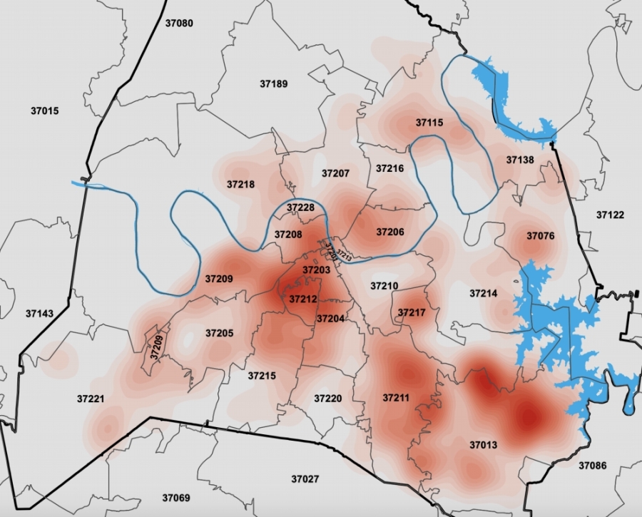 nashville tn zip code map Updated Metro Nashville Map Shows Concentrations Of Coronavirus Cases By Zip Code Community Impact Newspaper nashville tn zip code map