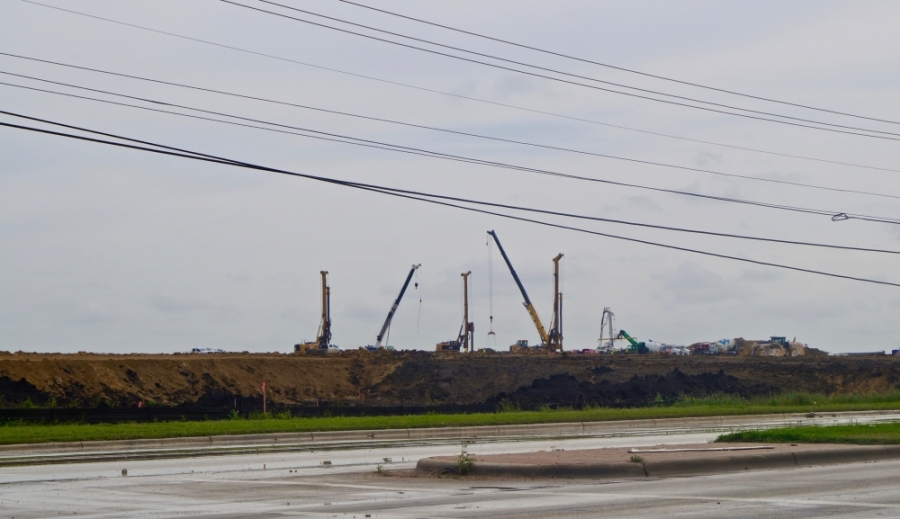 Construction continues on Pflugerville's Project Charm site. (Kelsey Thompson/Community Impact Newspaper)