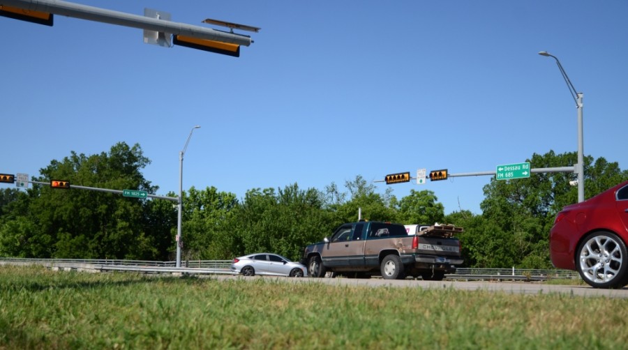 City officials are seeking a $2.5 million grant to enhance mobility along Pecan Street at the FM 685 and Dessau Road intersections. (John Cox/Community Impact Newspaper)