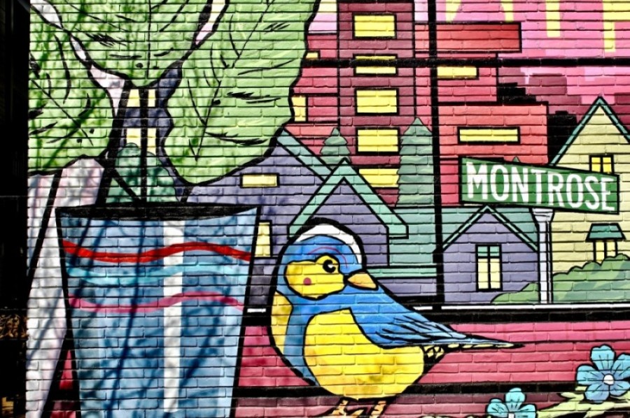 Michael C. Rodriguez's mural on Dunlavy Street in Montrose is one of hundreds of murals featured on the Houston Mural Map. (Matt Dulin/Community Impact Newspaper)