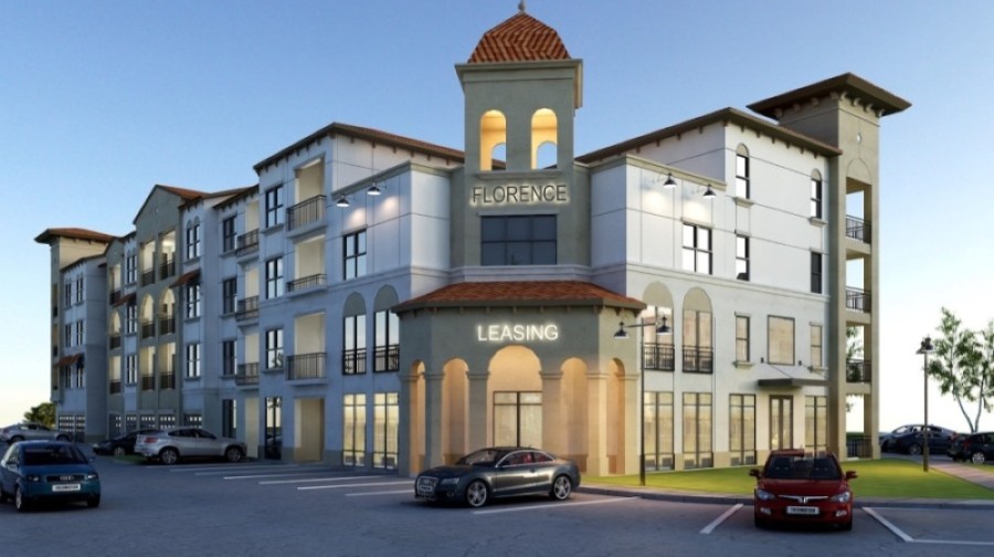 Florence, a modern, Mediterranean, mixed-use community, is underway. (Conceptual rendering courtesy Everest Development)