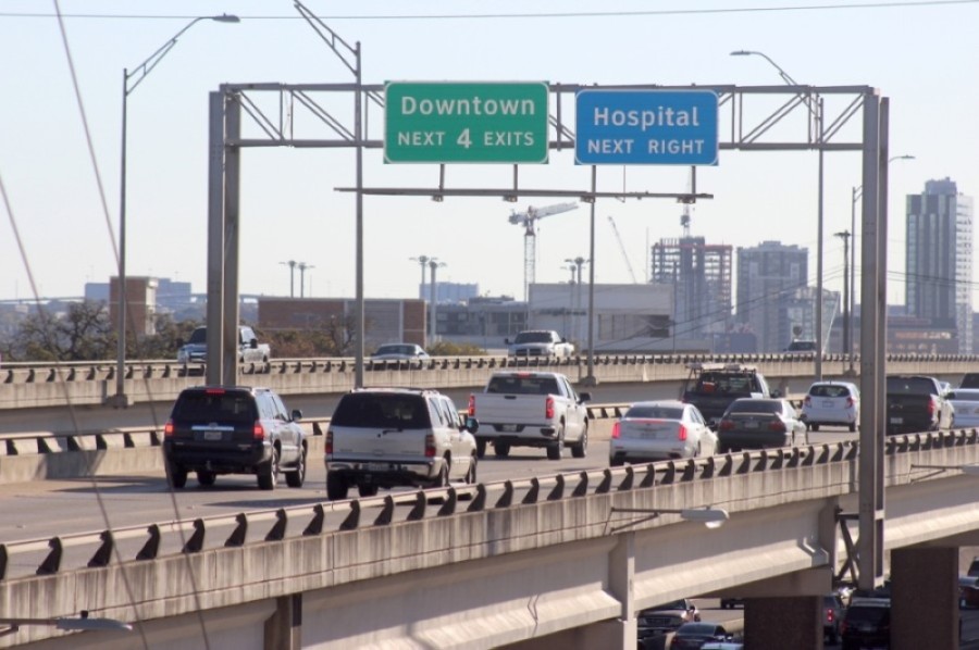 Traffic moves along the upper decks of I-35 near downtown Austin on Dec. 1. The Texas Department of Transportation is seeking public feedback on a $4.9 billion project to improve the 8-mile stretch of I-35 through downtown. (Jack Flagler/Community Impact Newspaper)