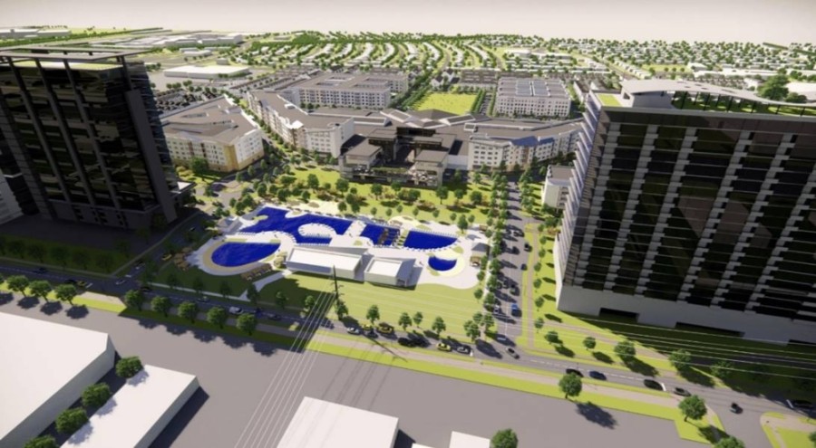 Changes to the Collin Creek Mall redevelopment's plans will create a more pedestrian-friendly space in the center of the development, as well as a view of the development from US 75, developers shared. (Rendering courtesy Centurion American)