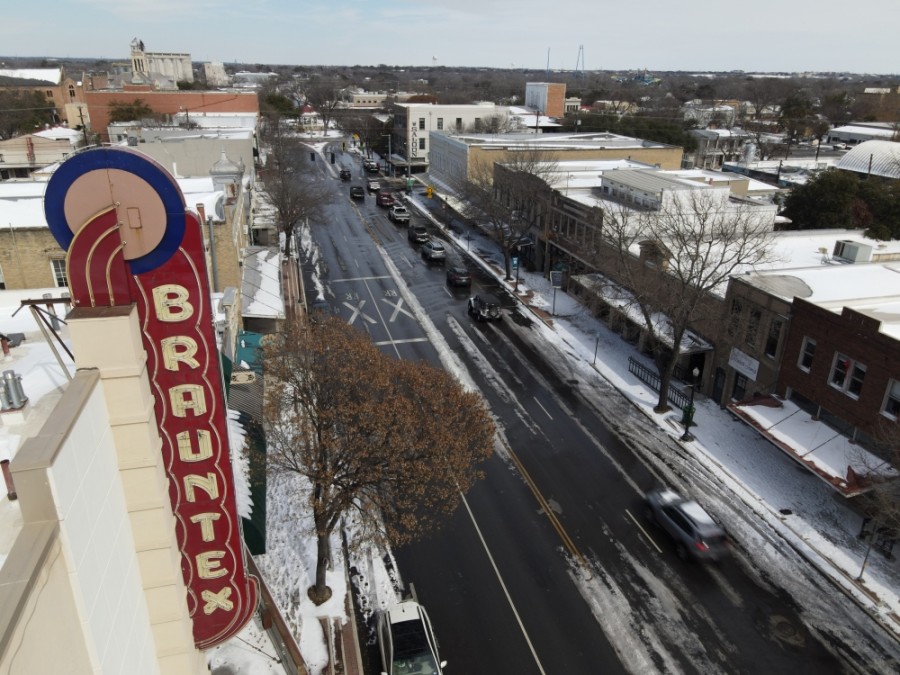 Downtown New Braunfels, Feb. 16, 2021. (Warren Brown/Community Impact Newspaper)