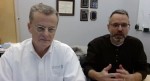 ERCOT president and chief executive Bill Magness (left) was joined by the electric grid manager's senior director of system operations Dan Woodfin on Feb. 19 for a briefing on the company's emergency operations. (Screenshot via ERCOT livestream)