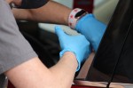 A coronavirus vaccine is given at Memorial Hermann's mass vaccine clinic Feb. 26. (Andrew Christman/Community Impact Newspaper)