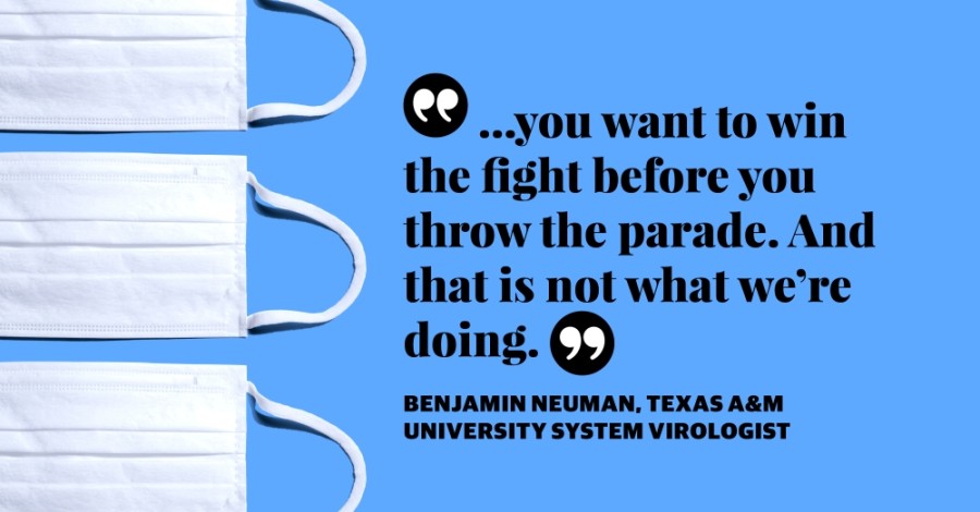 Dr. Benjamin Neuman, a virologist with the Texas A&M University System, spoke about the state of the COVID-19 pandemic in Texas ahead of the March 10 rollback of mask and capacity rules. (Community Impact staff)