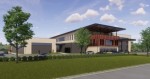 This rendering of Frisco ISD's first intermediate campus shows the view from northbound Alma Road. (Courtesy Huckabee)