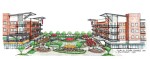 An illustration of a public plaza.