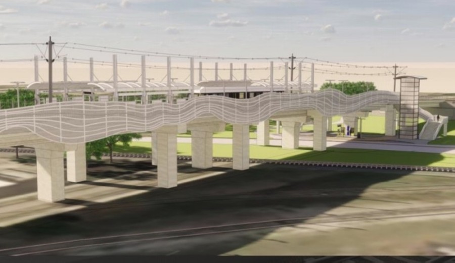 This rendering shows a concept for the 12th Street aerial light rail station being designed on 1.6 acres in Plano. (Courtesy Dallas Area Rapid Transit)