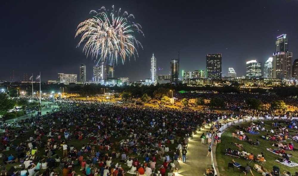 Photo of fireworks in downtown Austin